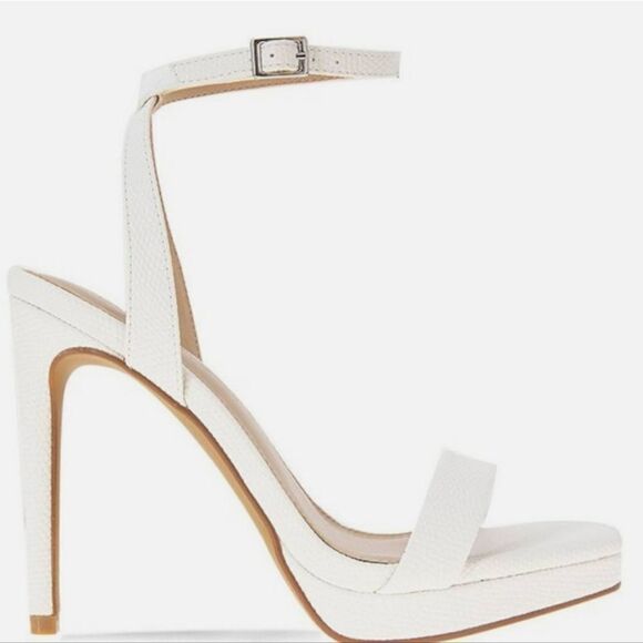 New BCBGENERATION Womens White Lizard Adjustable Ankle Strap Flexible Sandals 10 - Picture 2 of 5